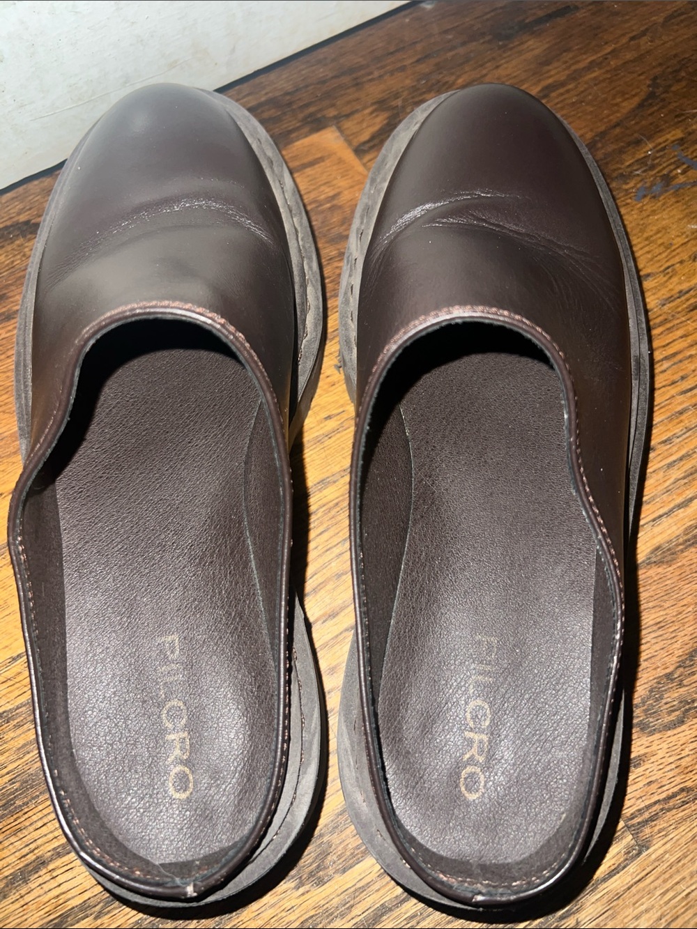 Anthropologie Dark Brown Leather Slip-On Clogs Size 8.5 - Picture 6 of 6